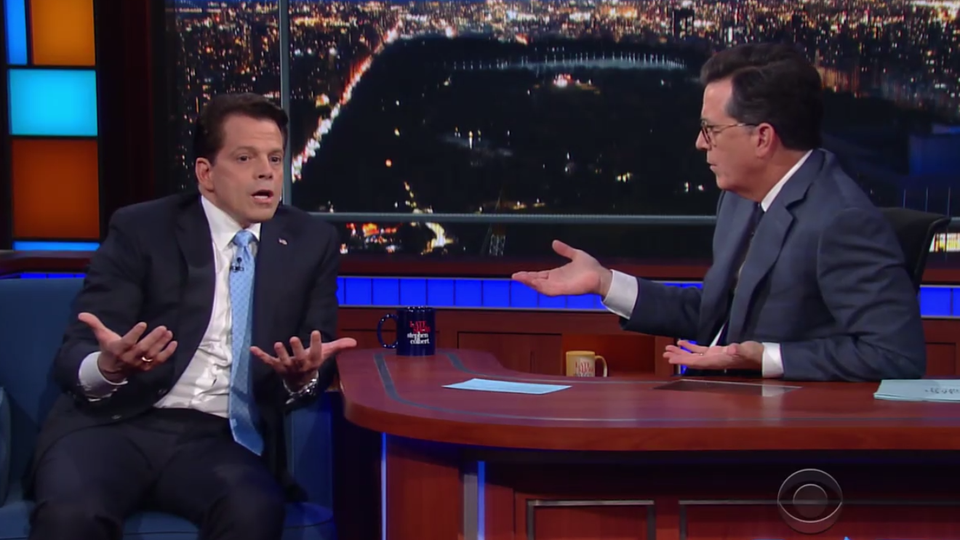 Anthony Scaramucci was a guest on <i>The Late Show With Stephen Colbert</i> on August 14, 2017.