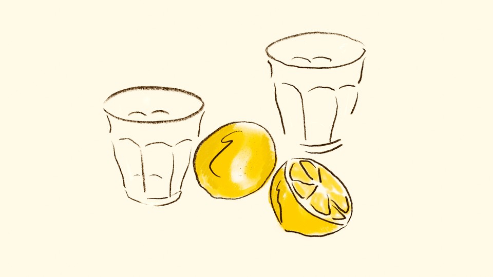 illustration with two glasses and two lemons