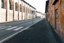 An empy street is seen in San Fiorano, Italy.