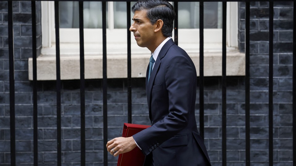 Prime Minister Rishi Sunak leaving 10 Downing Street on October 26.
