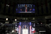 Donald Trump speaks at Liberty University in January 2016.