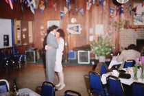 A couple dancing at their wedding