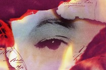 scraps of burning paper surrounding an eye