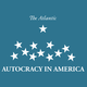 On a teal-colored backdrop, a single white star rises above a collection of 11 other stars falling below it, all over the words "Autocracy in America"
