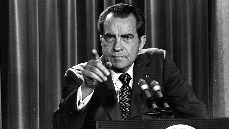 On March 15, 1973, President Nixon tells a White House news conference that he will not allow his legal counsel, John Dean, to testify in the Watergate investigation.