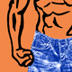 Illustration of a muscle man wearing jeans.
