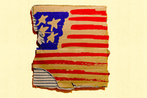 a sketch of the U.S. flag on improvised materials