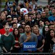 Democratic voters at a Bernie Sanders rally.
