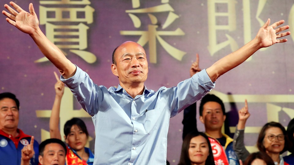 Han Kuo-yu attends a campaign rally ahead of the Kaohsiung mayoral election in November.