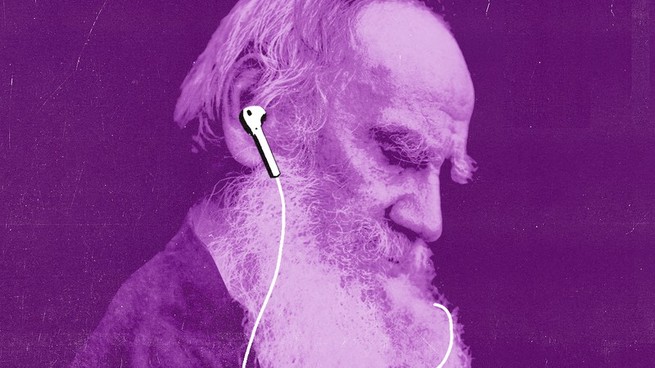 Tolstoy listening to an iPod