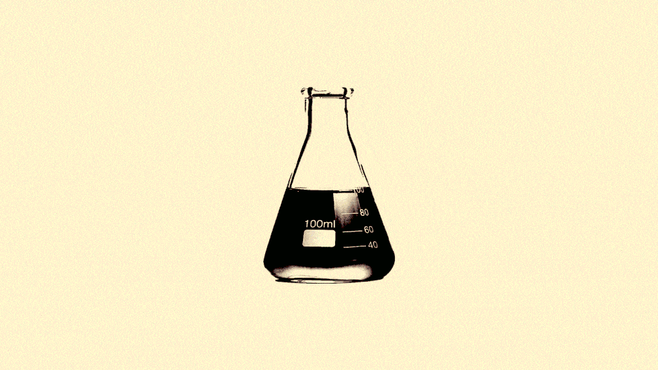 a moving set of chemistry beakers