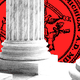 An illustration of the Supreme Court columns with Michigan's state seal behind them