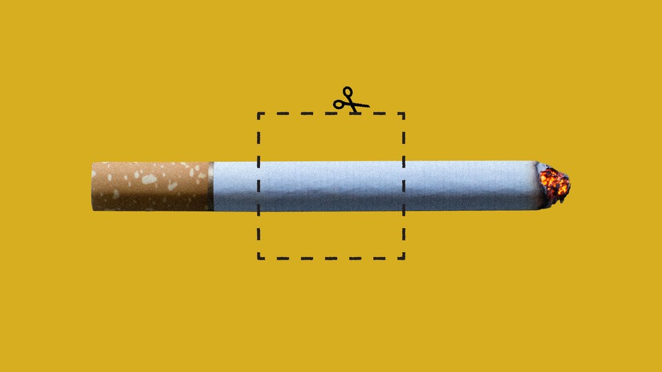 An illustration of a cigarette with a cutout box around it