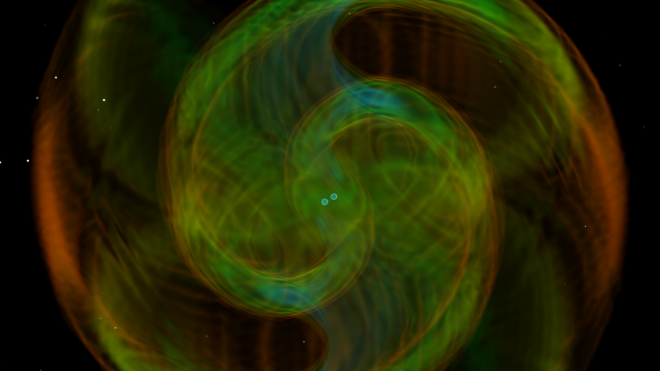 A computer simulation of the the binary neutron star merger known as GW190425