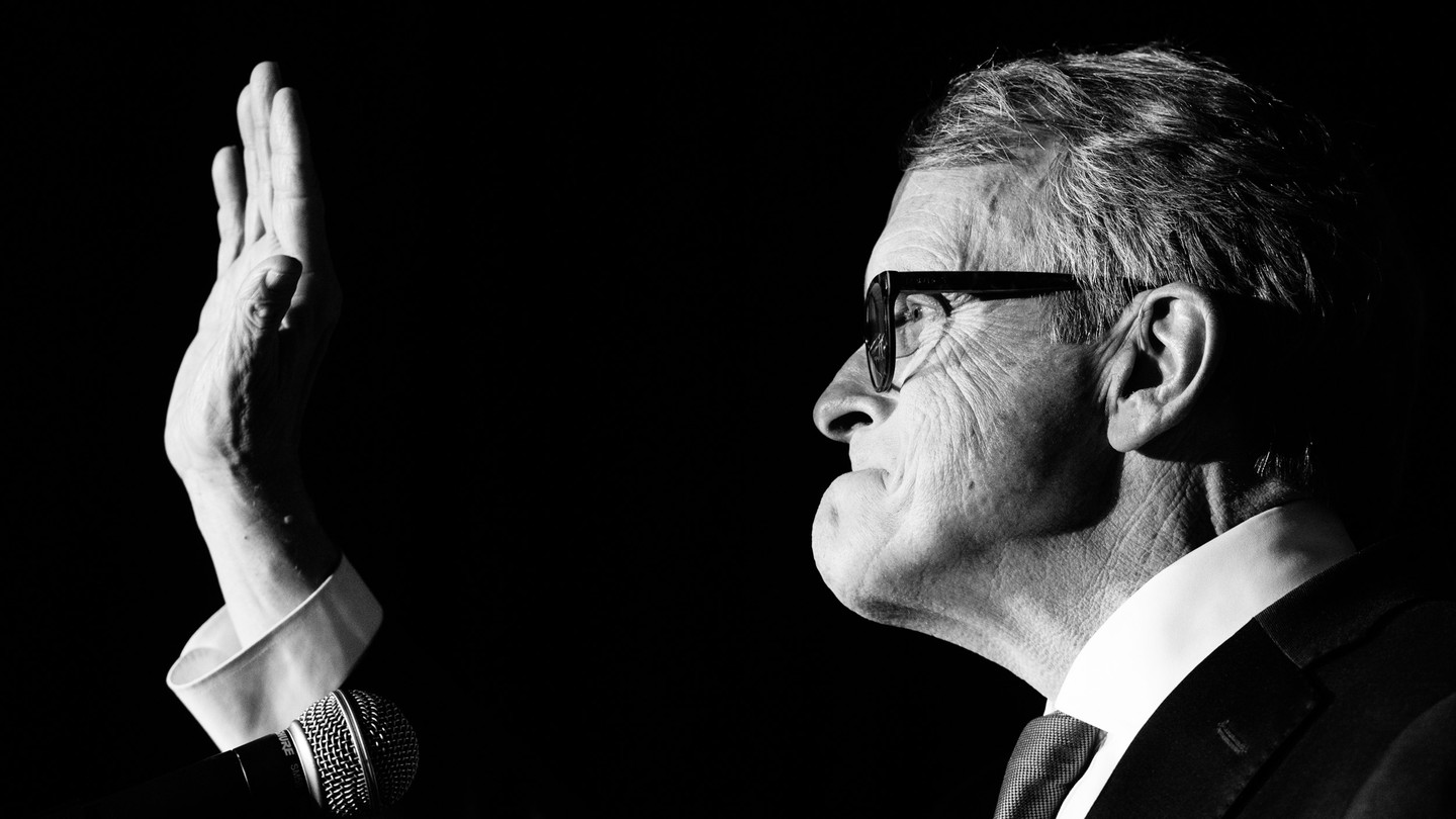 Mike DeWine waves after a speech.