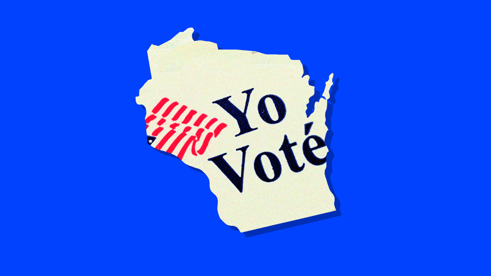An outline of Wisconsin featuring the words "Yo voté" (I voted).