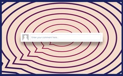A series of concentric speech bubbles overlaid with a text box that says "Enter your comment here"