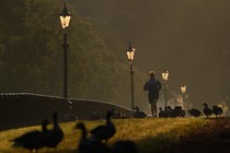 A person running in the dark