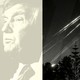 An illustration of President Trump next to an image of missiles fired from Iran in the night sky over Jerusalem