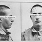 A old black-and-white mugshot with the words "You have the right to remain silent" superimposed over the man's face.