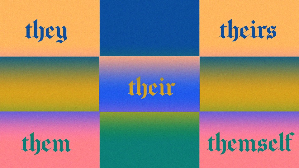 A colored grid with various gender-neutral pronouns in it