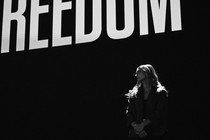 Abortion rights activist Hadley Duvall waits to speak on the first day of the Democratic National Convention (DNC) at the United Center in Chicago, Illinois, on August 19, 2024.