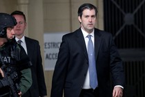 Former police officer Michael Slager leaves a South Carolina courthouse after a hung jury was announced in his trial on December 5, 2016. 