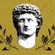 A bust of the Roman emperor Augustus flanked with two branches