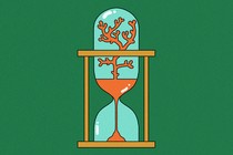 A red coral trapped in an hour glass