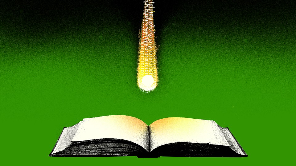Illustration of a meteor flying toward an open book