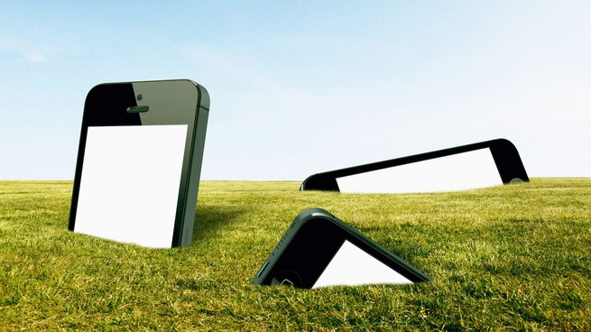 large phones in a field
