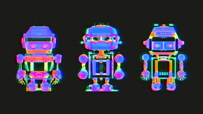A colorful illustration of robots.
