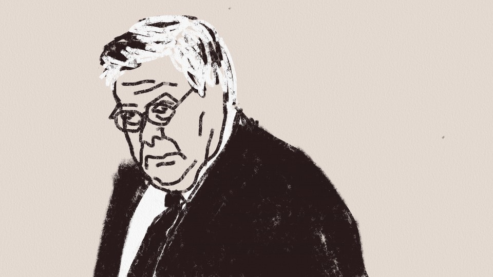 Charcoal portrait of Bill Barr.
