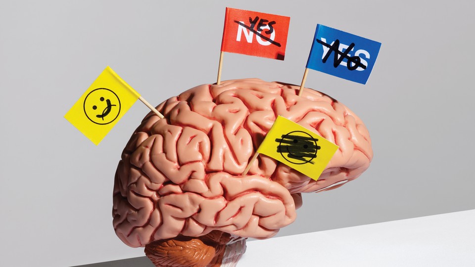 Illustration of a brain with flags in it