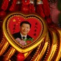 A Souvenir necklace with a portrait of Chinese President Xi Jinping