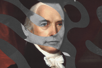 Portrait of James Madison spliced with a photo of Elon Musk’s face