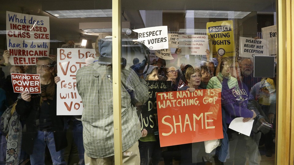 Protestors at the North Carolina General Assembly on Thursday