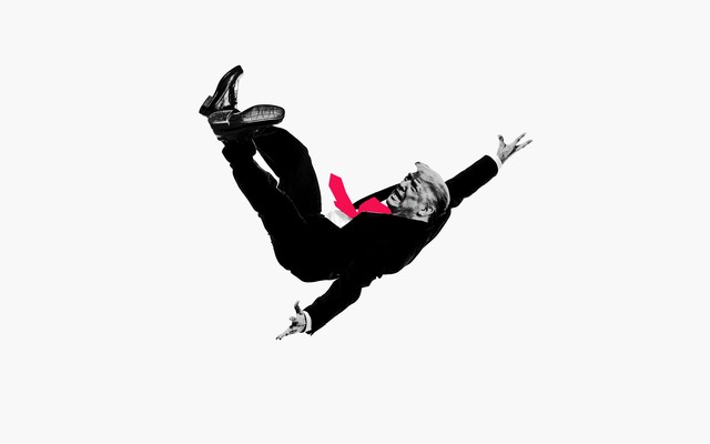 An illustration of Donald Trump falling through the air