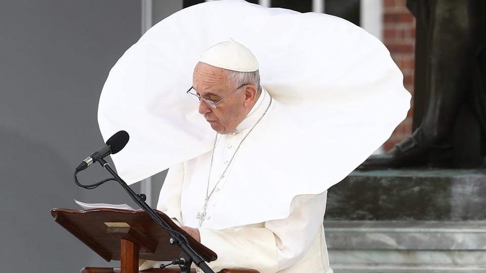 Pope Francis delivers a sermon.