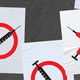 An illustration of anti-vaccine posters made up of vaccine needles.