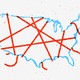 Illustration of the mainland U.S. tangled in red string
