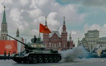 A photo of a tank in a parade at Red Square in Moscow for Victory Day over Nazi Germany, 2022