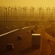 Cars into a horizon of wind turbines on Interstate 10 in Palm Springs, California