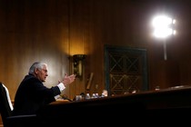 Rex Tillerson testifies during a Senate Foreign Relations Committee confirmation hearing.
