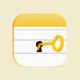 The Notes app icon, with a keyhole and a golden key in it
