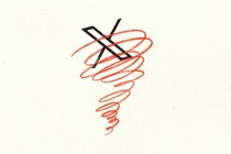 Stylized tornado around an X logo