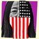 An Asian American woman whose face is covered by the American flag