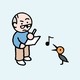 man with bird and music note illustration