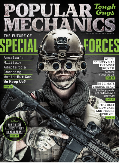 A 2016 cover of Popular Mechanics magazine that features a Daniel Defense rifle