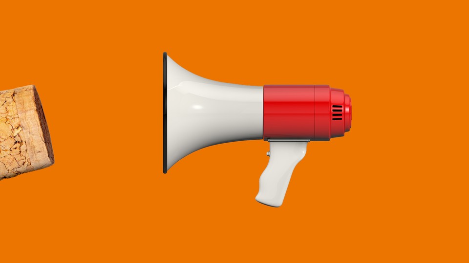 Illustration of a megaphone with a cork removed from the bell.